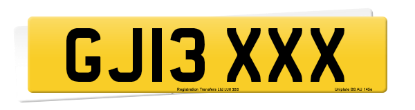 Registration number GJ13 XXX